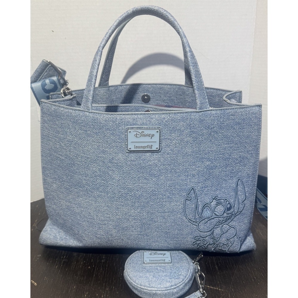 Loungefly Disney Lilo & Stitch Denim - Stitch  Bag Handbag Set W/‎ Coin Purse